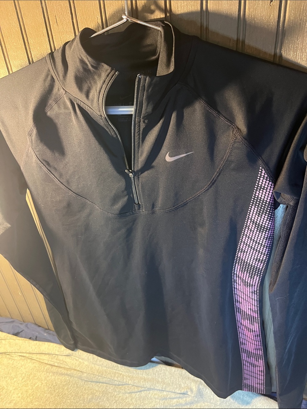 Nike Pro Dri-Fit Black Half-Zip Pullover with Pink Side Panel